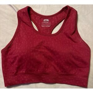 AYBL Dark Red Dotted High Neck Balance v2 Seamless Sports‎ Bra, Large